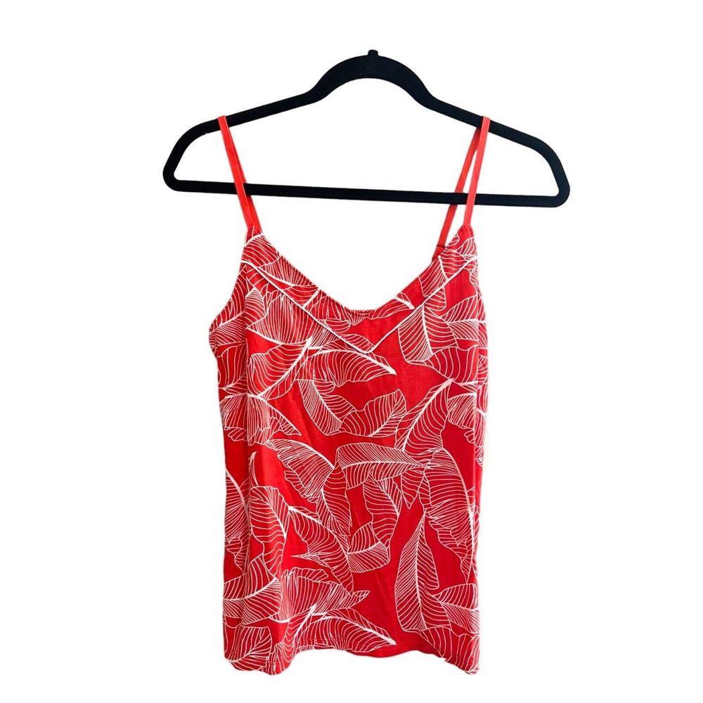 NWT PJ Salvage Medium Fire Orange Palm Modal Knit Sleep Tank Top Shelf Bra M